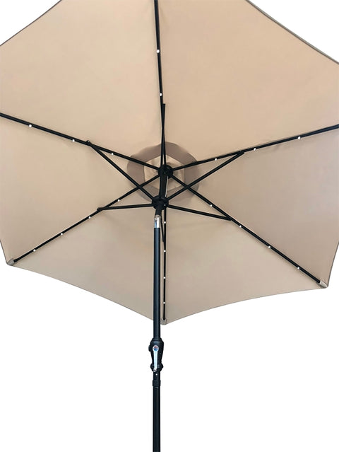 Seasonal Trends 59792 Tilt/Crank Market Umbrella with LED Lights, 94.4 in H, 106.2 in W Canopy, 106.2 in L Canopy