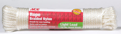 Ace 1/4 in. Dia. x 50 ft. L Solid Braided Nylon Rope White