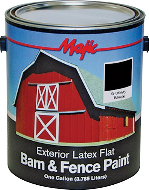 Majic Paints 8-0048-1 Barn and Fence Paint, Flat, Black, 1 gal Pail, Pack of 4