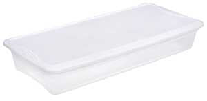 Sterilite 19608006 Storage Box, Plastic, Clear/White, 34-7/8 in L, 16-5/8 in W, 6-1/8 in H, Pack of 6