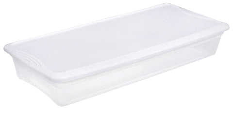Sterilite 19608006 Storage Box, Plastic, Clear/White, 34-7/8 in L, 16-5/8 in W, 6-1/8 in H, Pack of 6