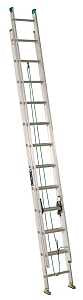 Louisville AE4224PG Extension Ladder, 286 in H Reach, 225 lb, 24-Step, 1-1/2 in D Step, Aluminum