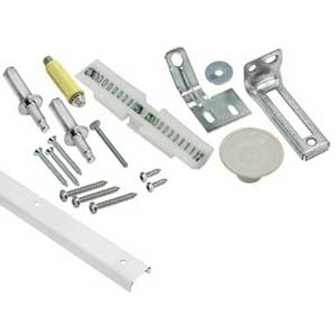 RENIN BF106K-04800-BW Track and Hardware Kit, 48 in L Track, Steel, Zinc, Screw Mounting