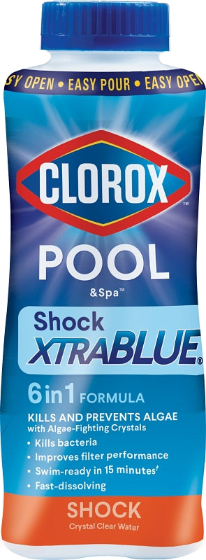 Clorox POOL & Spa Shock Xtrablue 33020CLX Pool Chemical, 1 lb Bottle, Solid, Chlorine, Blue/Green, Pack of 36