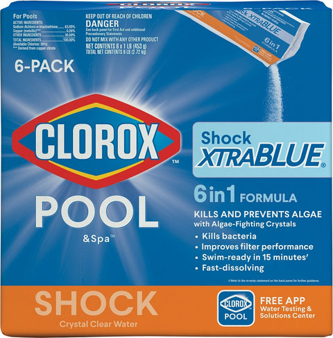 Clorox POOL & Spa Shock XtraBlue 36006CLX Pool Chemical, 1 lb Bottle, Chlorine