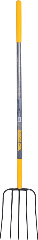 True Temper 2812300 Manure Fork, Oval Tine, Steel Tine, Hardwood Handle, Cushion End Grip Handle, 48 in L Handle