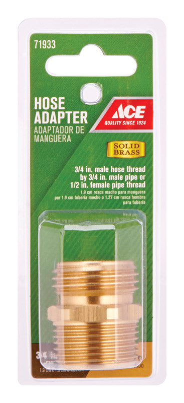 Ace 3/4 in. MHT x 3/4 in. MPT x 1/2 in. FPT Brass Hose Adapter Threaded