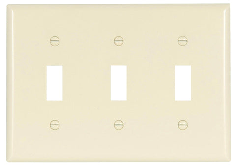 Eaton Wiring Devices 2141LA-BOX Wallplate, 4-1/2 in L, 3-3/8 in W, 3 -Gang, Thermoset, Light Almond, High-Gloss