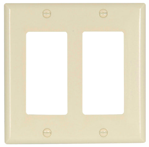 Eaton Wiring Devices 2152LA-BOX Wallplate, 4-1/2 in L, 4.56 in W, 2 -Gang, Thermoset, Light Almond, High-Gloss