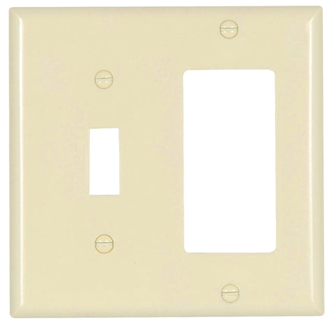 Eaton Wiring Devices 2153LA-BOX Combination Wallplate, 4-1/2 in L, 4-9/16 in W, 2 -Gang, Thermoset, Light Almond