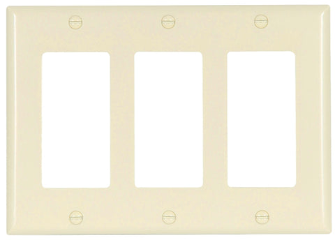 Eaton Cooper Wiring 2163 2163LA-BOX Wallplate, 4-1/2 in L, 6.37 in W, 3 -Gang, Thermoset, Light Almond, High-Gloss