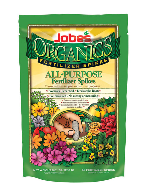 Jobe's Organics All Purpsoe Fertilizer Spikes For Plants, Shrubs 50 pk