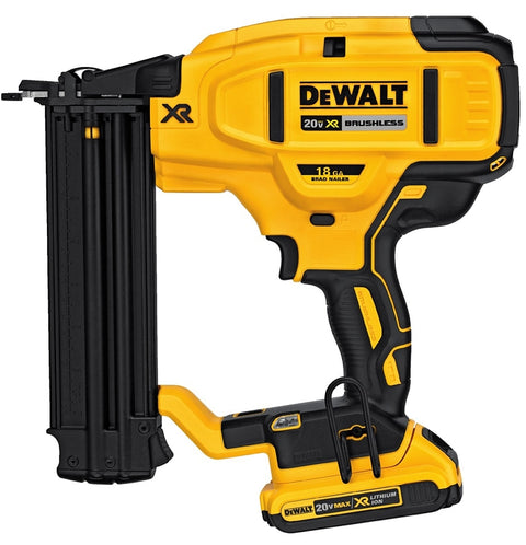 DEWALT DCN680D1 Brad Nailer Kit, Battery Included, 20 V, 2 Ah, 110 Magazine, 18 ga Nail, Nail Fastener