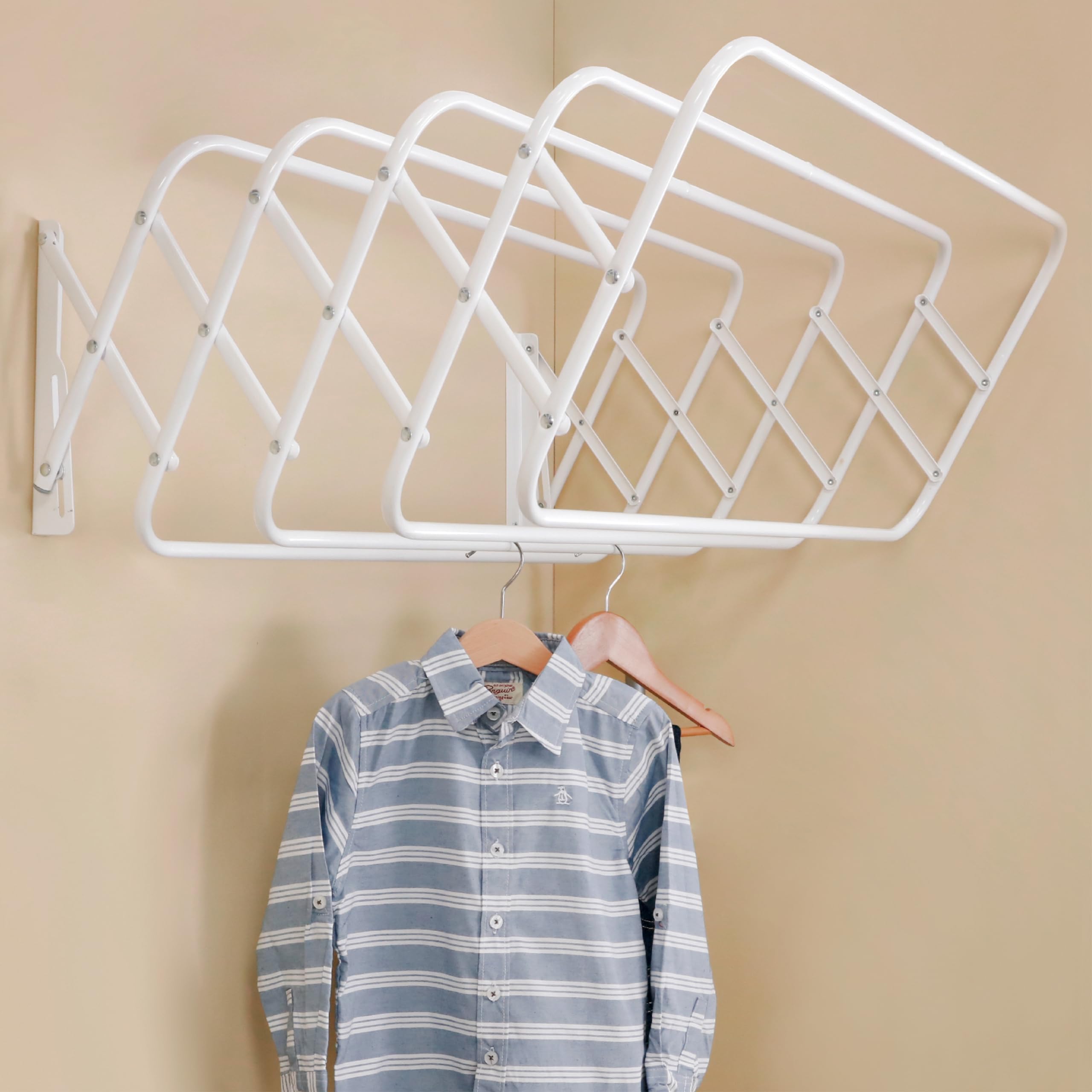 Steel Wall Mount Clothes Drying Rack, Black Powder Coated, 9 Rods Expa ...