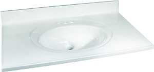Foremost WW-2237 Vanity Top, 37 in OAL, 22 in OAW, Marble, White, Countertop Edge
