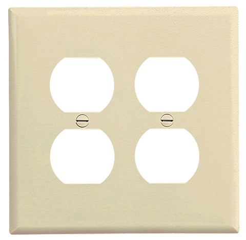 Eaton Wiring Devices PJ82LA Receptacle Wallplate, 4.88 in L, 3.13 in W, Mid, 2 -Gang, Polycarbonate, Light Almond