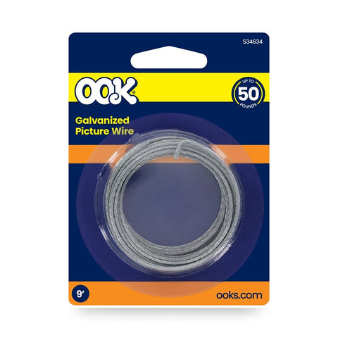 OOK 50124 Picture Hanging Wire, 9 ft L, Galvanized Steel, 50 lb, Pack of 12