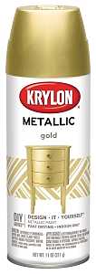 Krylon K01706007 Metallic Spray Paint, 12 oz Can, 25 sq-ft Coverage Area, Solvent Base, Metallic, Gold