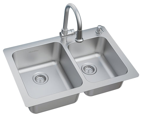 American Standard Montvale Series 18CR.332232C.075 Kitchen Sink Kit with Soap Dispenser, 33 in OAW, 9 in OAD, 22 in OAH