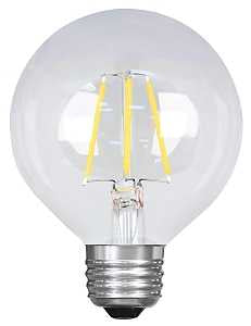 Feit Electric BPG2525/927CA/FIL LED Bulb, Globe, G25 Lamp, 25 W Equivalent, E26 Lamp Base, Dimmable, Clear