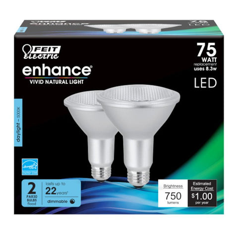 Feit Electric PAR30LDM/950CA/2 LED Bulb, Flood/Spotlight, PAR30 Lamp, 75 W Equivalent, E26 Lamp Base, Dimmable