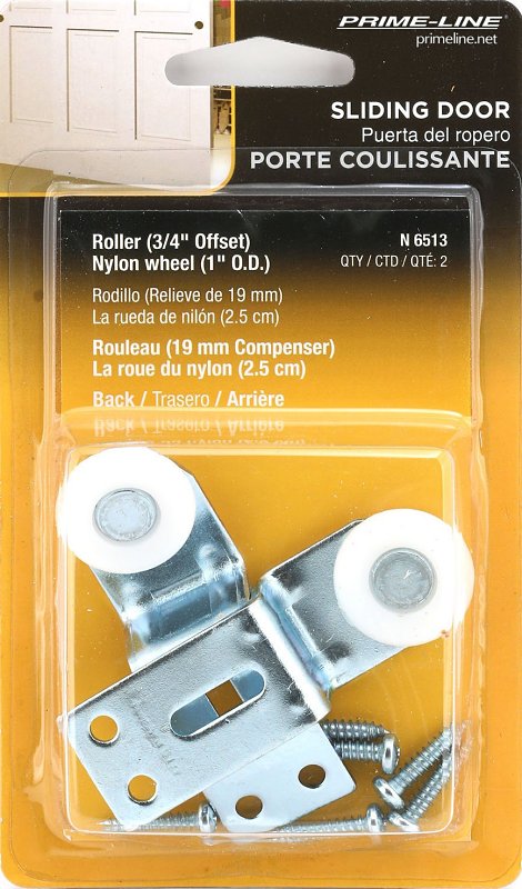 Prime-Line N 6513 Roller Assembly, 1 in Dia Roller, 1/4 in W Roller, Nylon/Steel, Silver, 1-Roller, 35 lb