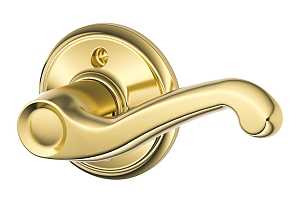 Schlage F Series F170 NV FLA 605 RH Right Hand Dummy Lever, Mechanical Lock, Bright Brass, Metal, Residential, 2 Grade