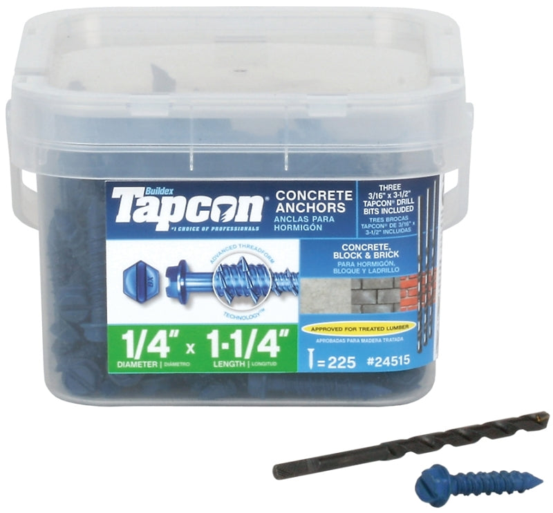 Tapcon 24515 Screw Anchor, Hex Drive, Steel, Climaseal, 75 PK – Shell ...