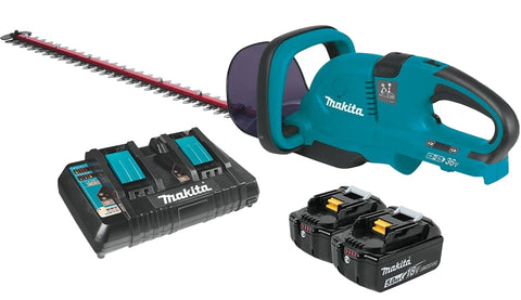 Makita XHU04PT Hedge Trimmer Kit, Battery Included, 5 Ah, 36 V, Lithium-Ion, 25-1/2 in Blade, 6-Speed, Rotatable Handle