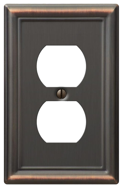 Amerelle Chelsea 149DDB Receptacle Wallplate, 2 -Gang, Steel, Bronze, Pack of 4