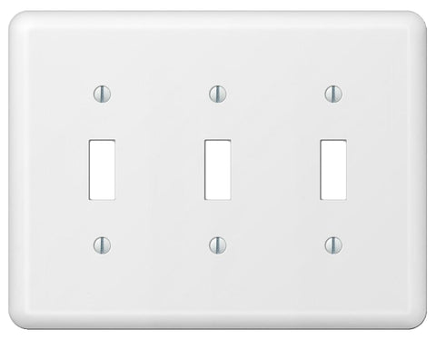 Amerelle Devon 935TTTW Wallplate, 5 in L, 6-9/16 in W, 3 -Gang, Steel, White, Pack of 3
