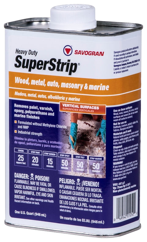Savogran 01252 Paint/Varnish Remover, 1 qt, Liquid, Aromatic
