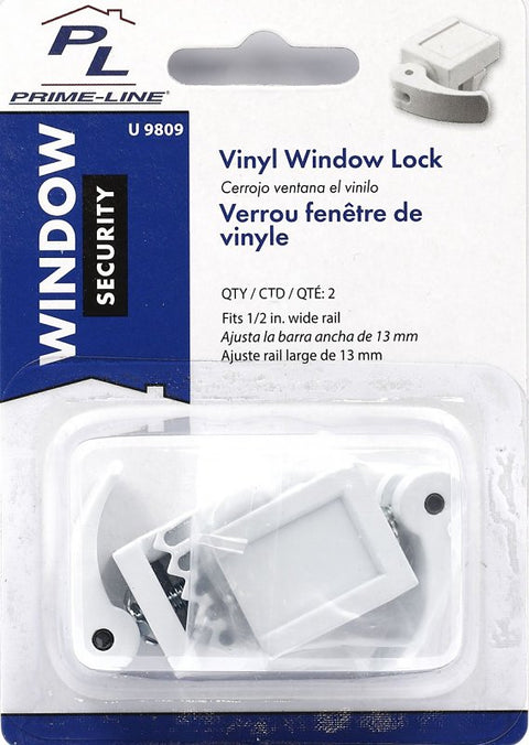 Prime-Line U 9809 Sliding Window Lock, 1-3/16 in L x 1 in W Backplate, Zinc, Painted, Pack of 2