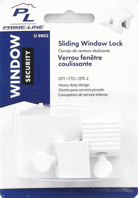 Prime-Line U 9802 Sliding Window Lock, 15/16 in L x 1/2 in W Backplate, Aluminum, Painted