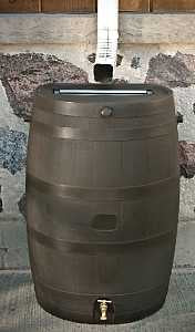 RTS 55100009005600 Rain Barrel, 50 gal Capacity, Plastic, Brown
