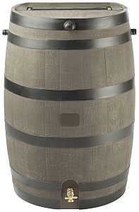 RTS 55100006005600 Rain Barrel, 50 gal Capacity, Plastic, Woodgrain
