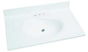 Foremost WS-1931 Vanity Top, 31 in OAL, 19 in OAW, Marble, Solid White, Countertop Edge