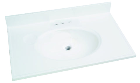 Foremost WS-1931 Vanity Top, 31 in OAL, 19 in OAW, Marble, Solid White, Countertop Edge