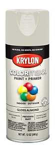 Krylon K05500007 Enamel Spray Paint, 12 oz Can, 25 sq-ft Coverage Area, Solvent Base, Gloss, Almond