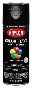 Krylon K05505007 Enamel Spray Paint, 12 oz Can, 25 sq-ft Coverage Area, Solvent Base, Gloss, Black
