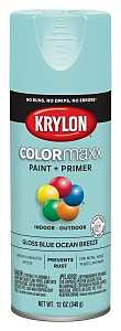 Krylon K05506007 Enamel Spray Paint, 12 oz Can, 25 sq-ft Coverage Area, Solvent Base, Gloss, Blue Ocean Breeze