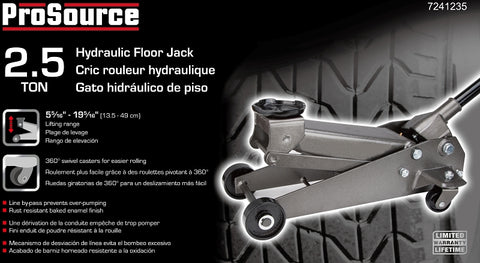 ProSource T070103 Hydraulic Floor Jack, 2.5 ton, 5-5/16 to 19-5/16 in Lift, Steel, Gray