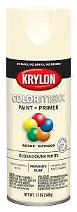 Krylon K05516007 Enamel Spray Paint, 12 oz Can, 25 sq-ft Coverage Area, Solvent Base, Gloss, Dover White