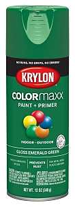 Krylon K05517007 Enamel Spray Paint, 12 oz Can, 25 sq-ft Coverage Area, Solvent Base, Gloss, Emerald Green