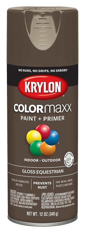 Krylon K05518007 Enamel Spray Paint, 12 oz Can, 25 sq-ft Coverage Area, Solvent Base, Gloss, Equestrian
