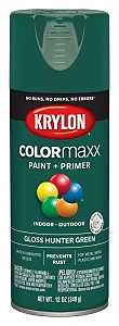 Krylon K05523007 Enamel Spray Paint, 12 oz Can, 25 sq-ft Coverage Area, Solvent Base, Gloss, Hunter Green