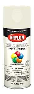 Krylon K05524007 Enamel Spray Paint, 12 oz Can, 25 sq-ft Coverage Area, Solvent Base, Gloss, Ivory