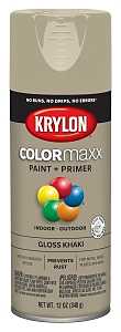 Krylon K05526007 Enamel Spray Paint, 12 oz Can, 25 sq-ft Coverage Area, Solvent Base, Gloss, Khaki