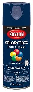Krylon K05529007 Enamel Spray Paint, 12 oz Can, 25 sq-ft Coverage Area, Solvent Base, Gloss, Navy Blue