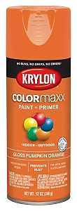 Krylon K05532007 Enamel Spray Paint, 12 oz Can, 25 sq-ft Coverage Area, Solvent Base, Gloss, Pumpkin Orange